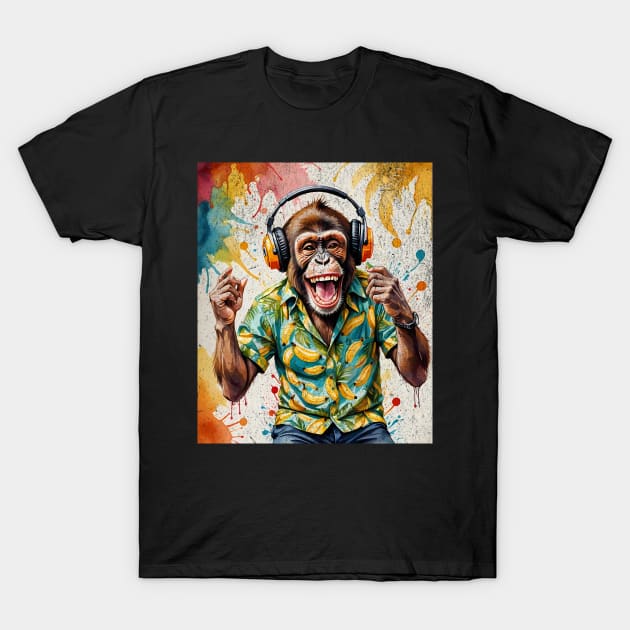 Funky Monkey Aloha: Tropical Groove T-Shirt by CoffeeBrainNW